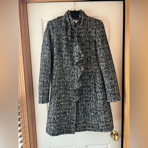 Black and white tweed coat